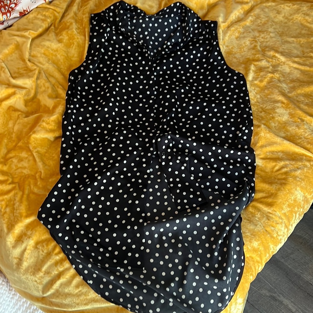 Black with off white Polka dot tunic